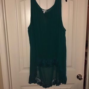 Light see through teal tunic top